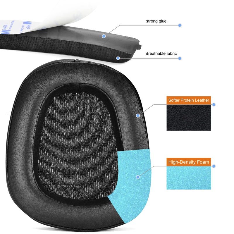 defean G933 G935 Ear Pads - defean Replacement Ear Cushion Earpads and Headband Compatible with Logitech G933 G935 G633 / g 933 g 935 g 633 Artemis Headphones (Leatheratte Ear Pads+Headband) - Image 4
